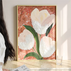 Wall Art – Modern Natural Seashell Floral Hand-Painted Canvas for Home Décor