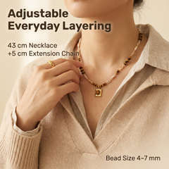 Tiger eye necklace worn as adjustable everyday jewelry