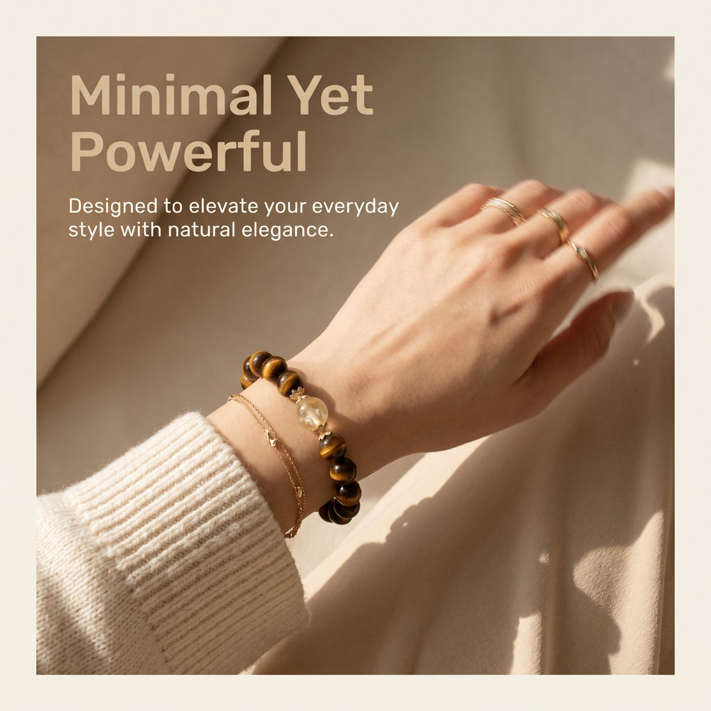 Elegant crystal bracelet styled with modern neutral fashion aesthetic
