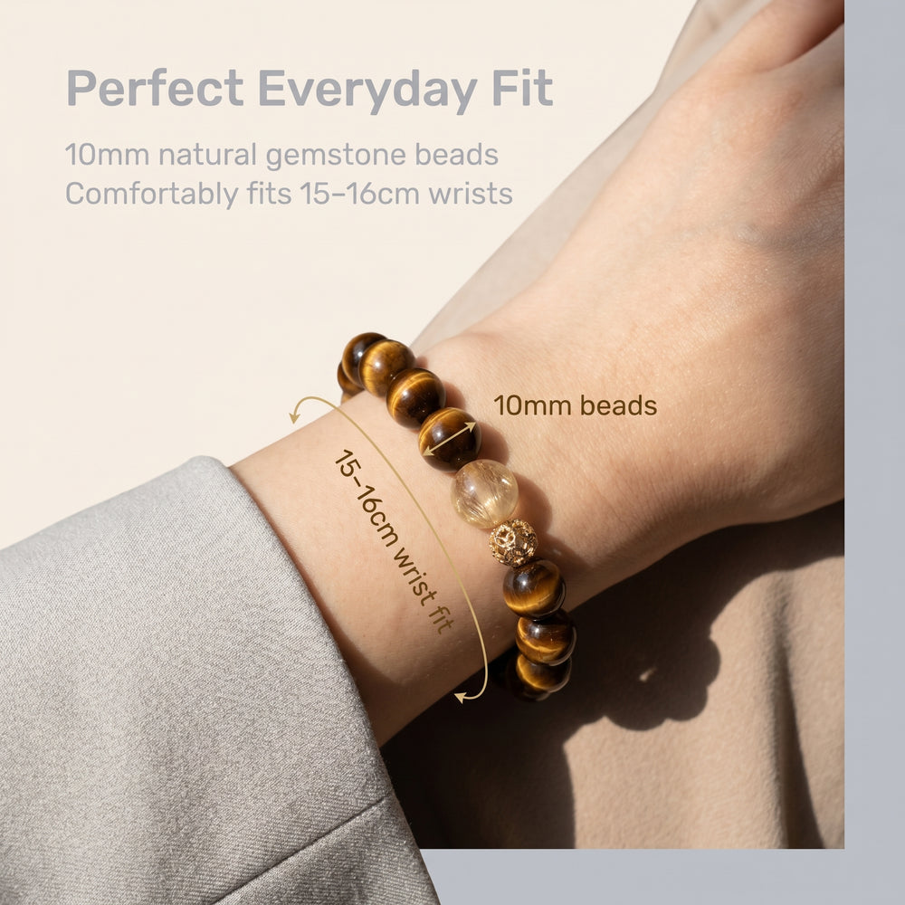 10mm gemstone bracelet size guide for 15 to 16cm wrist circumference