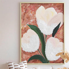 Wall Art – Modern Natural Seashell Floral Hand-Painted Canvas for Home Décor