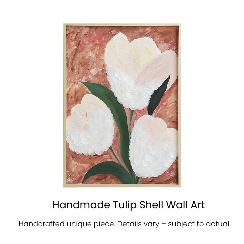 Wall Art – Modern Natural Seashell Floral Hand-Painted Canvas for Home Décor