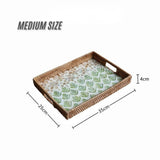 Load image into Gallery viewer, Artisan-woven oversized rattan shell tray (35cm length, 4cm depth) for coastal-inspired decor, fruit displays, or entryway organization.