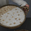 Aurielle Handmade Mother of Pearl Decorative Tray – Vintage Floral Round Organizer 41cm