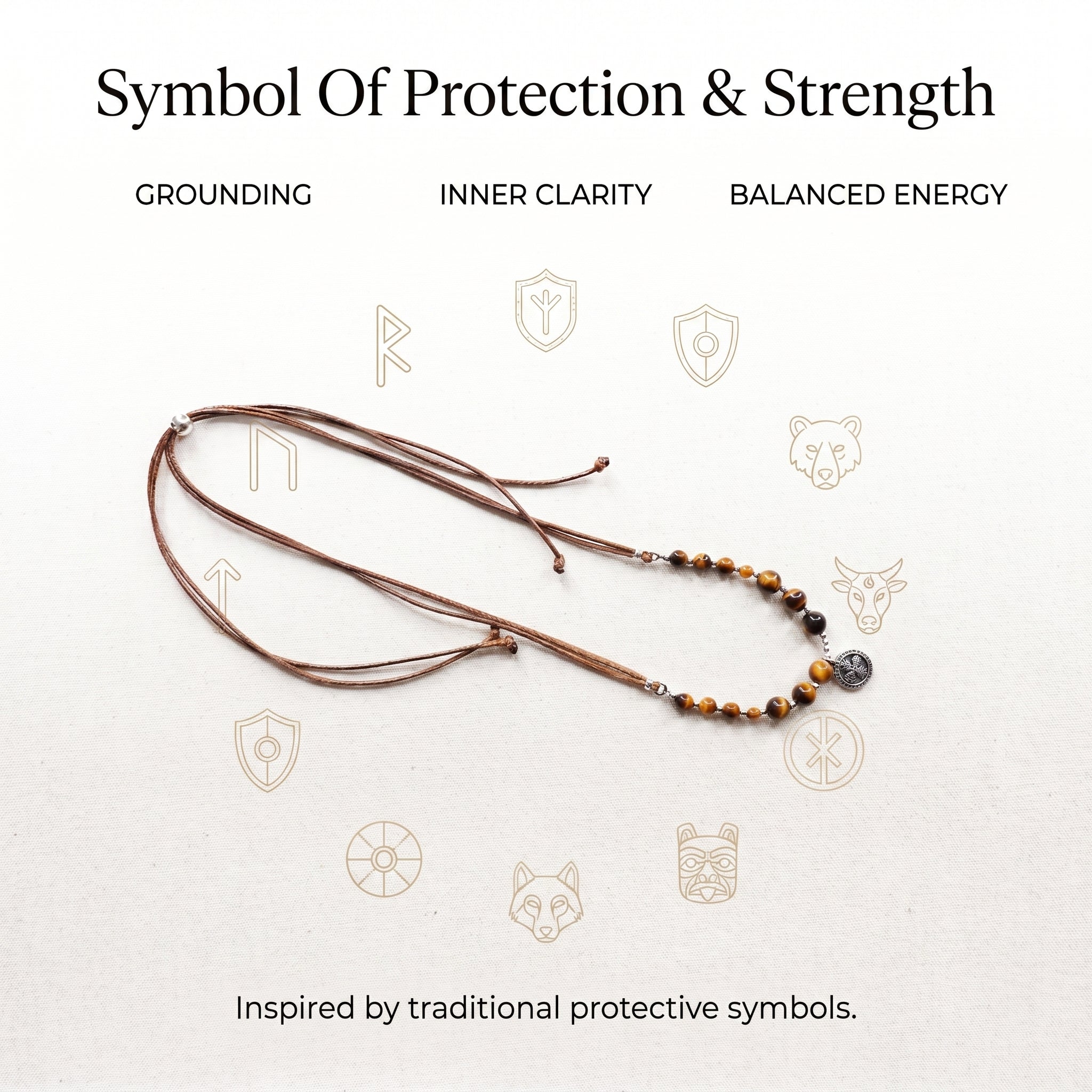 Tiger's Eye crystal necklace with grounding energy properties, promoting confidence and mental clarity