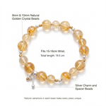 Yellow phantom quartz bracelet isolated on white background with S925 silver details